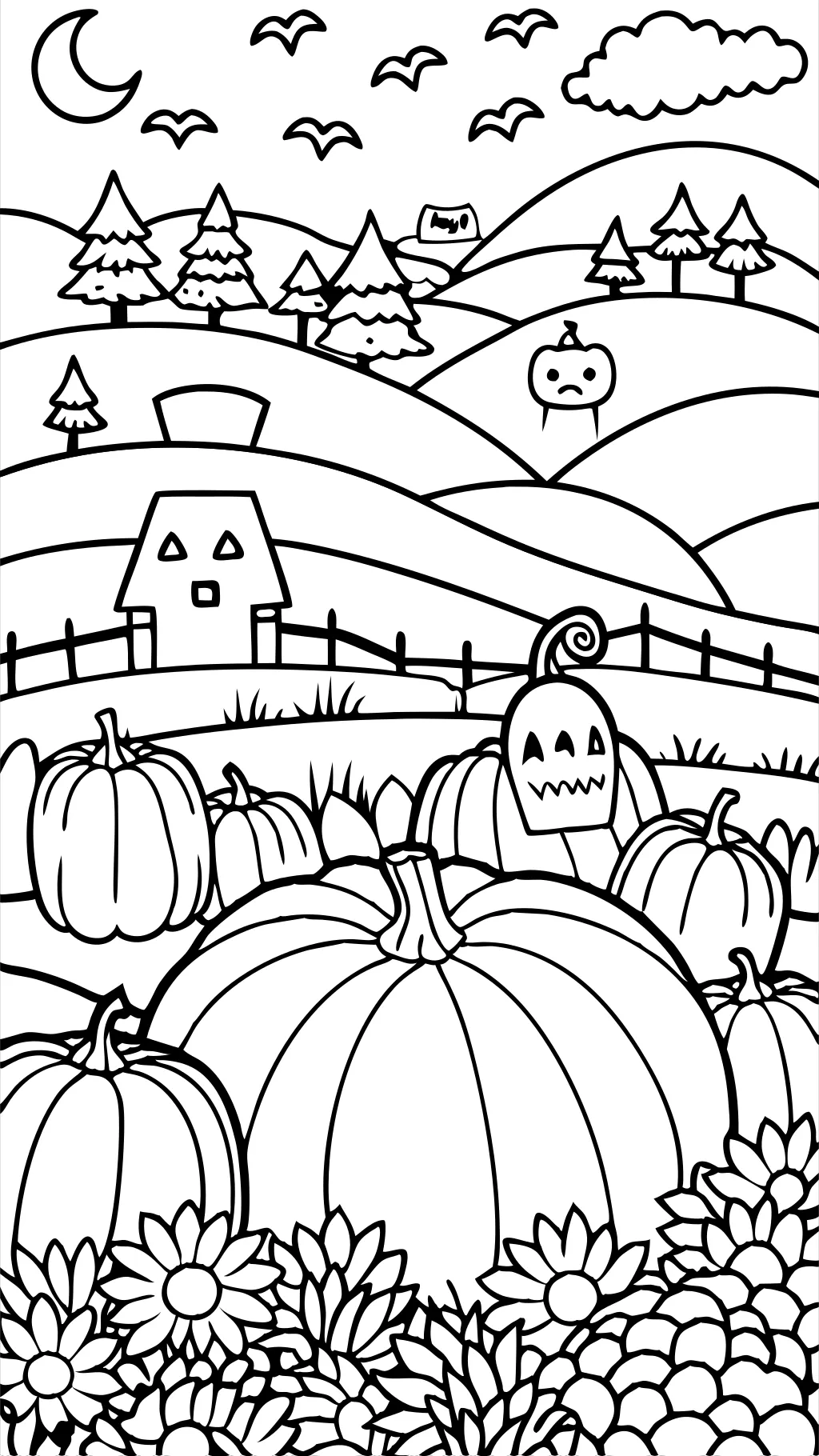 coloring page pumpkin patch